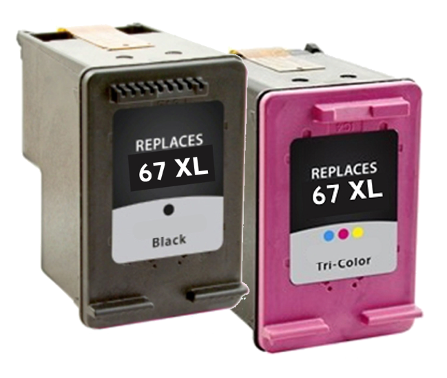 Remanufactured HP 67XL Combo Pack 1 Black and 1 Color (HP 3YM57AN 3YM58AN Combo Pack)