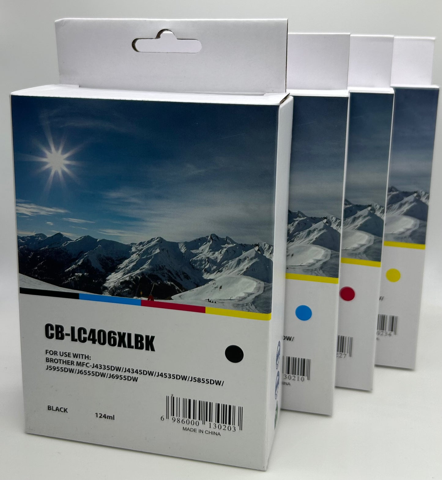 Bundled LC406XLBK, LC406XLC, LC406XLM, LC406XLY High Yield Black, Cyan, Magenta, Yellow Ink Cartridges (4 pk)