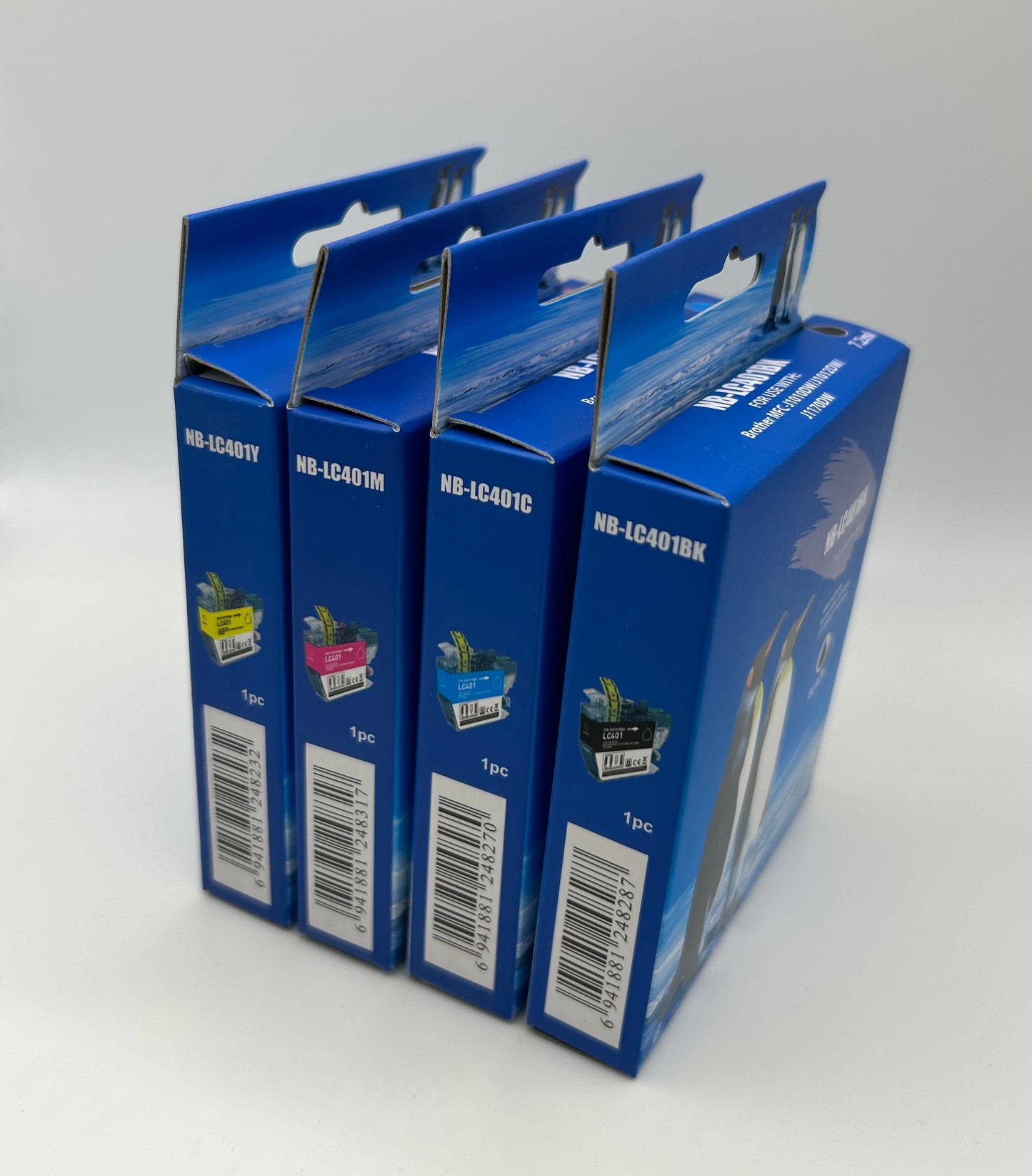 Bundled compatible ink cartridge replacement for Brother LC401BK, LC401C, LC401M, LC401Y Black, Cyan, Magenta, Yellow Ink Cartridges (4 pk)