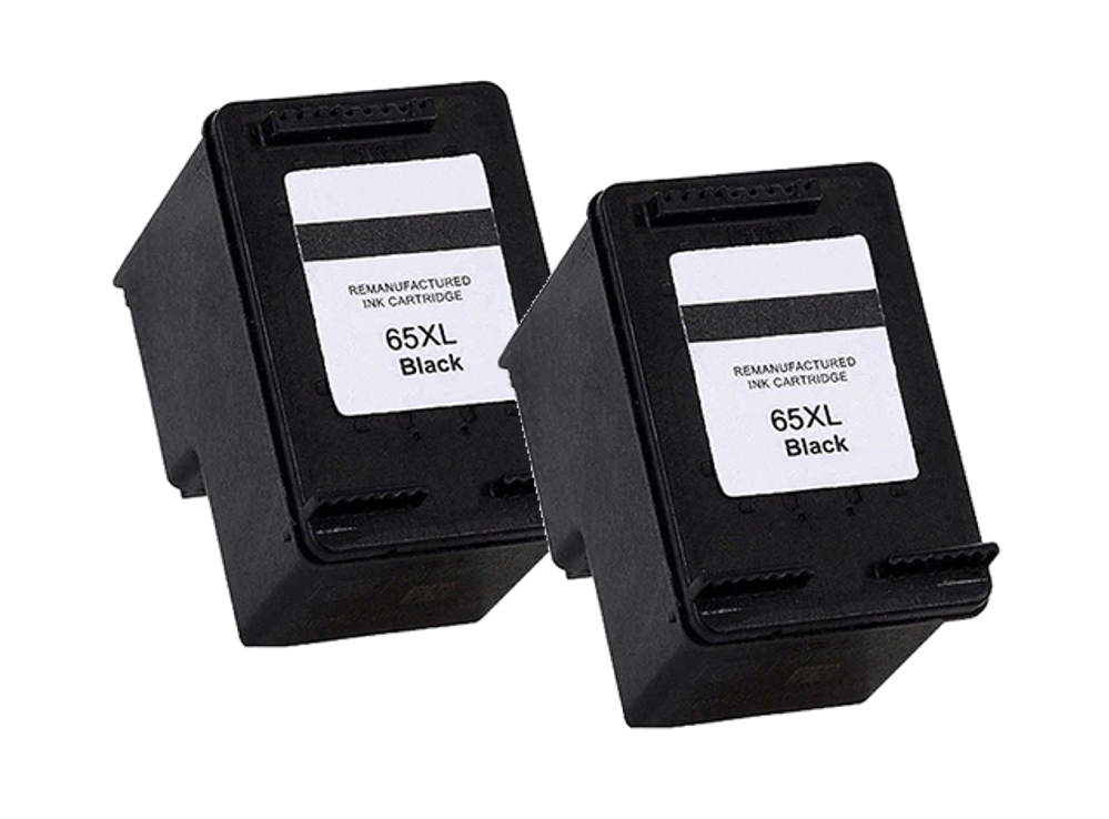 Remanufactured HP 65XL Black 2-Pack Ink Cartridges (HP N9K04AN Twin Black)
