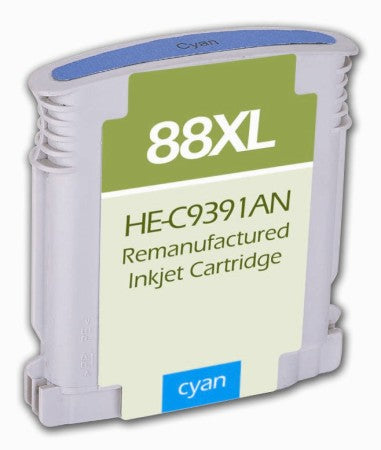 HP 88XL, 88 Cyan Ink Cartridges (C9386AN, C9391AN) Remanufactured or compatible