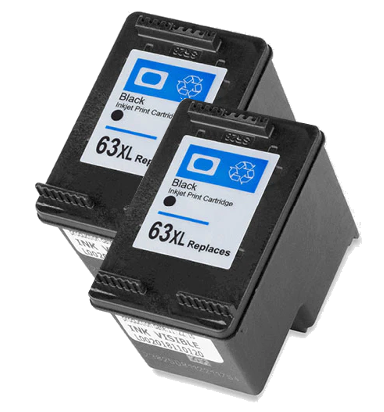 Remanufactured HP 63XL Black 2-Pack Ink Cartridges (HP F6U64AN Twin Black)