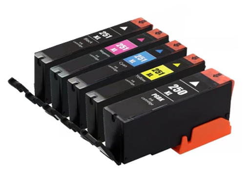 Canon PGI-250XL and CLI-251XL Compatible Cartridges; 5 Pack (PGI250XLBK x 1 and CLI251XL BK/C/M/Y x 1 each) Remanufactured or compatible