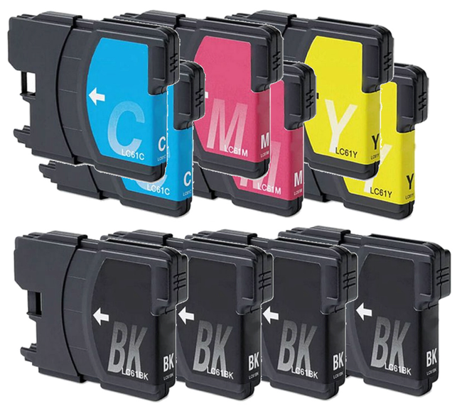 Brother LC61 - 4 Black and 2 of each Color C/M/Y Remanufactured or compatible