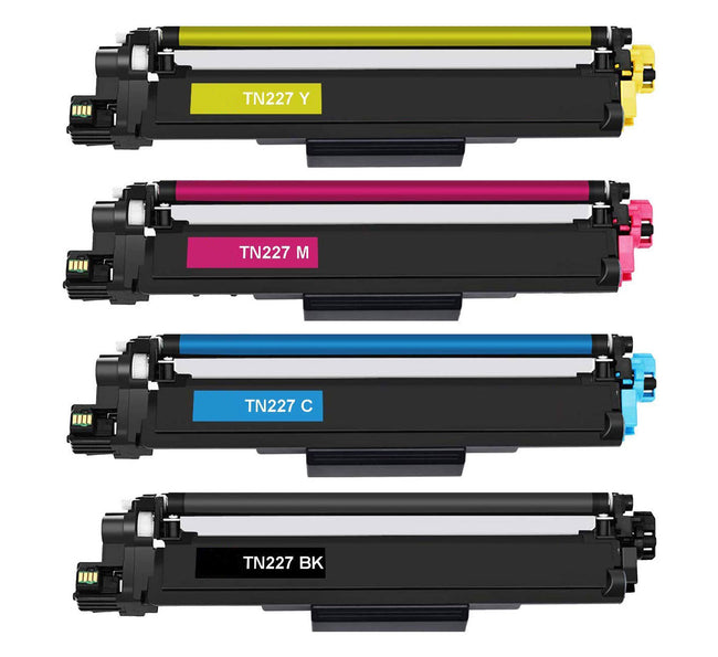 4PK-Black, Cyan, Magenta, Yellow High Yield Toner Cartridges compatible with Brother TN-227BK, TN-227C, TN-227M, TN-227Y