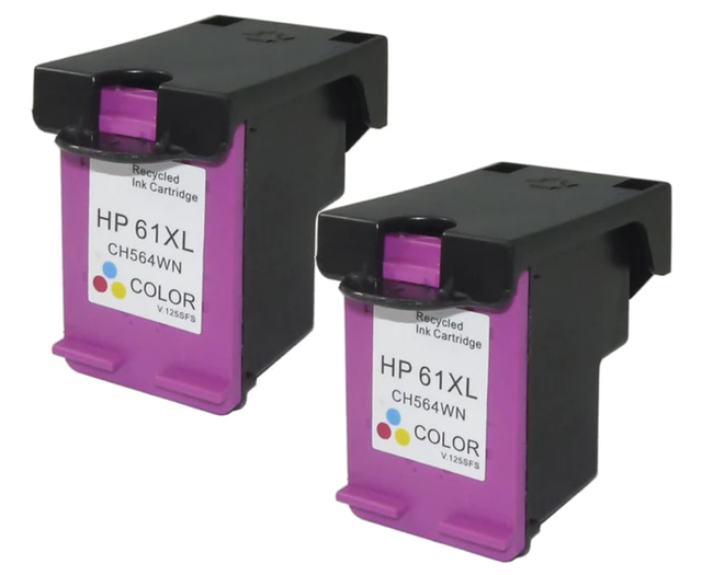 HP 61XL Color 2-Pack Ink Cartridges (HP CH564WN Twin Color) Remanufactured