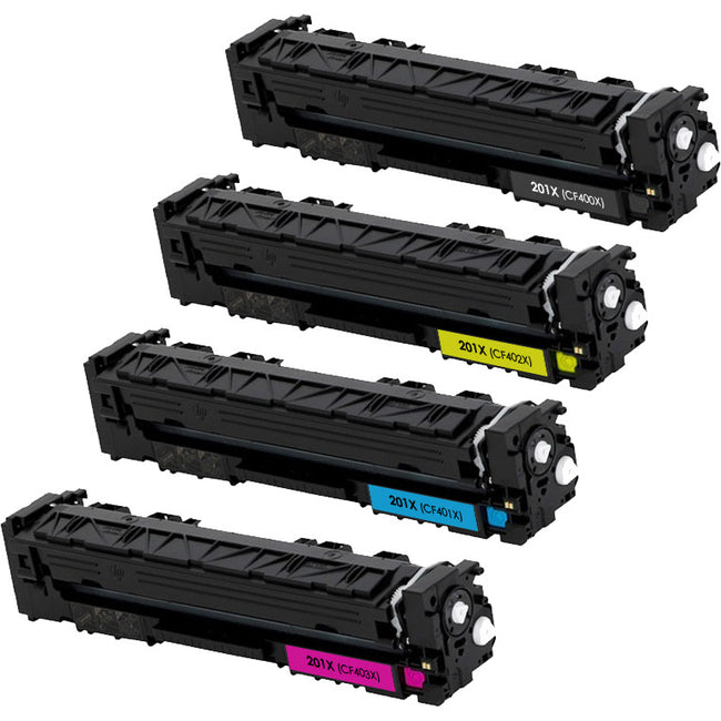 Black, Cyan, Magenta, Yellow Toner Cartridges compatible with HP CF400X, CF401X, CF402X, CF403X (HP 201X)