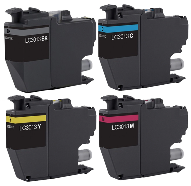 Brother LC3013 Ink Cartridge (1 Black and 1 of each Color C/M/Y) Compatible Combo Set