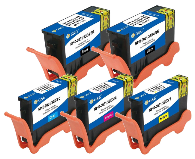 Compatible Dell Series 31 32 33 34 Ink Cartridges Replacement for Dell V525w V725w Printer (2BK, 1C, 1M, 1Y) (series 33)