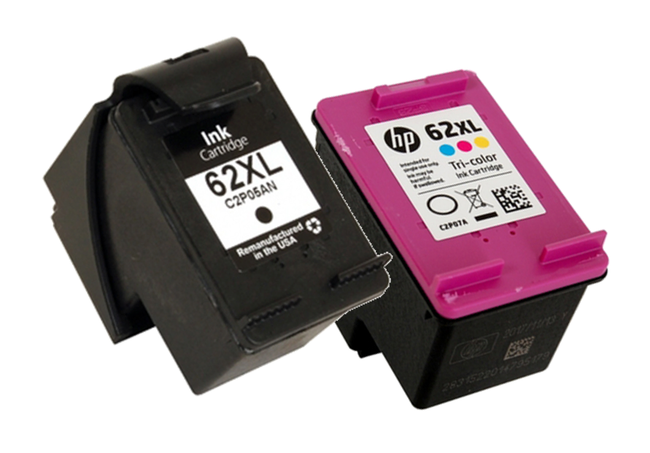 Remanufactured HP 62XL Combo Pack 1 Black and 1 Color (HP C2P05AN C2P07AN Combo Pack)