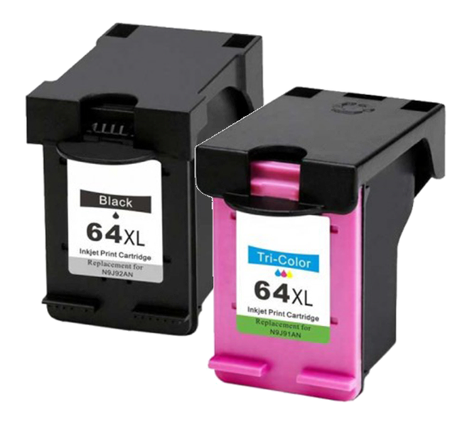 Remanufactured HP 64XL Combo Pack 1 Black and 1 Color (HP N9J92AN N9J91AN Combo Pack)