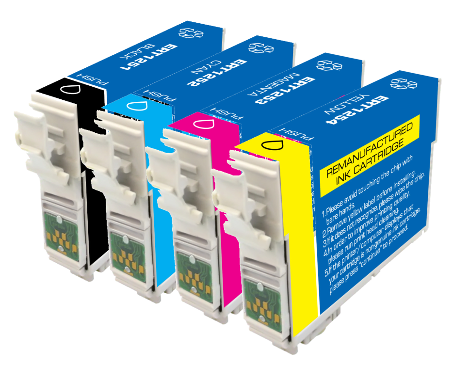 Compatible Epson 125-4PK- 1 of each BK/C/M/Y Ink Cartridge (T1251 / T1252 / T1253 / T1254)