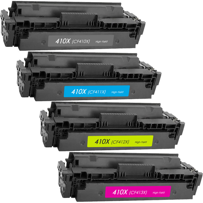 Black, Cyan, Magenta, Yellow Toner Cartridges compatible with HP CF410X, CF411X, CF412X, CF413X (HP 410X)