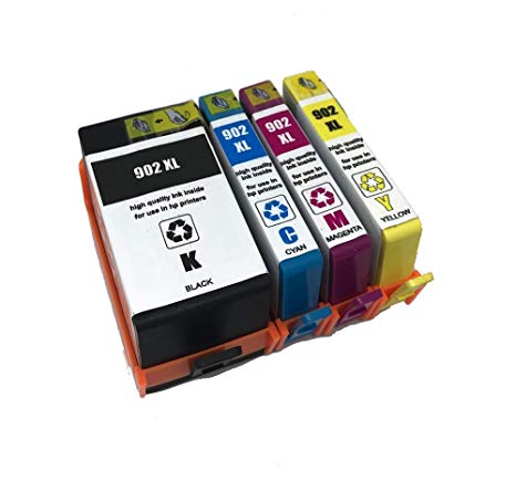 Black, Cyan, Magenta, Yellow High Capacity Inkjet Cartridges compatible with HP T6M14AN (HP 902XL)