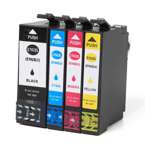 1 each Black, Cyan, Magenta, Yellow High Yield Ink Cartridges compatible with Epson T702XL-4Pk (Epson 702XL)