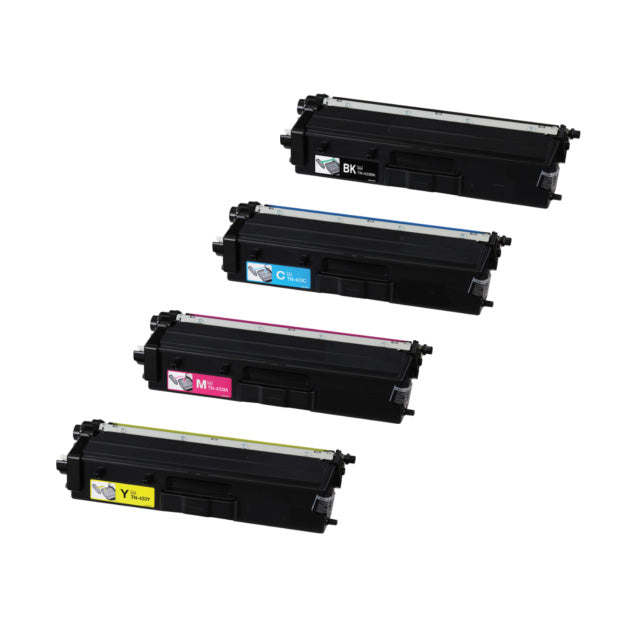 4-Pack Black, Cyan, Magenta, Yellow High Yield Toner Cartridges compatible with Brother TN-433 TN433